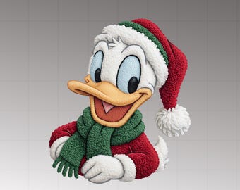 Latch Hook Yarn Faux Christmas Donald Png, Yarn Christmas Cartoon Design, Digital Download