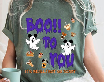 Boo To You Mickey Minnie PNG, Spooky Season Halloween Digital File, Mickey Ghost Pumpkin Shirt Design, Not So Scary Party Png