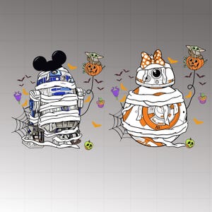 R2-D2 And BB-8 Mummy Halloween Png, Star Wars Halloween Png, Star Wars Mickey Scary Balloon Halloween Png, Star Wars Halloween Png, Mummy