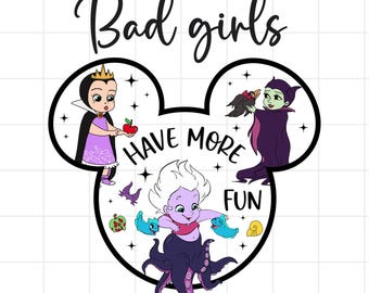 Bad Girl Club Png , Villains Character Png, Retro Halloween Witch Png, Halloween Villains Wicked Png, Villains Friends, Instant Download
