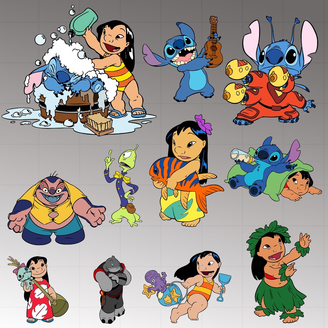 Spring Stitch Character Easter Stitch Characters PNG Bundle, Alien Bunny Easter, Colorful ...