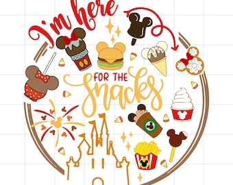 Je suis juste là pour les collations Png Svg, Disney Snack SVG, oreilles de souris, conception de chemise drôle de parc, fichier de coupe magique gourmand, téléchargement immédiat