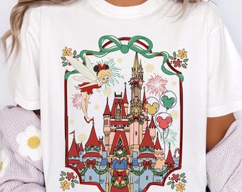 Cute Tinkerbell Christmas PNG, Disney Coquette, Tis The Season To Sparkle PNG, Christmas Magic Castle PNG, Mickey and friends png