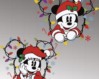 ミッキーとミニーマウスのクリスマスクリップアート、メリークリスマス