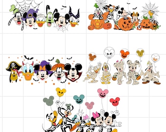 Mickey Mouse & Friends Halloweenfeest png, digitale download, Disney Halloween png