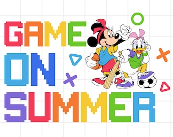 Mickey and Friends Summer PNG Bundle, Game on Summer Png, Summer PNG, Cute Cartoon Game Png