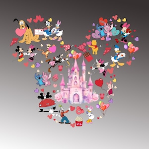 Castello acquerello floreale png, cartone animato png, il posto più felice sulla terra png, regno magico png, download palloncino topo png