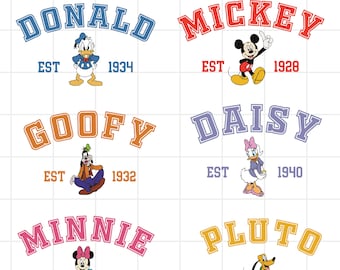 Mickey and Friends EST Bundle Png, Disneyland Est.  Png, Disneyland Png, Retro Mouse and Friends Png,Family Trip Png,Family Vacation Png