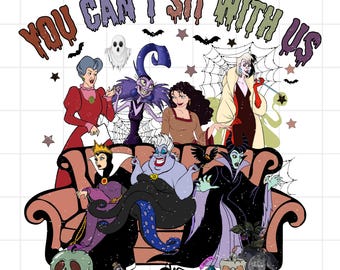 Du kan inte sitta med oss png, Halloween-skurkar png, Halloween-häxor png, Bad Witches Club png, Villains Wicked png, Bus eller godis png