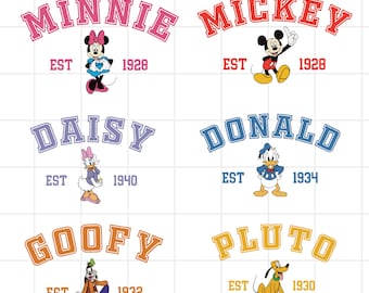Visages de personnage Mickey Pluto Dingy Daisy Donald Minnie, bundle png svg, fichiers de coupe cricut, silhouette et sublimation