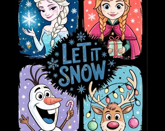 Let It Snow Winter PNG,  Ice Queen PNG, Snowflake, Reindeer & Snowman Sublimation Design | Magical Cold Season Shirt PNG