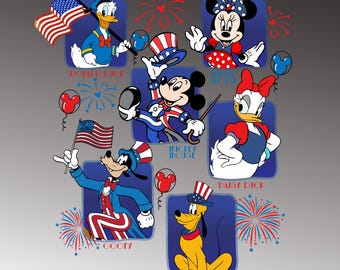Disney Mickey and Friends 4th of July  Png, 4th of July Png, Fourth Of July Png, USA Png, America Png, Independence Day, American Flag Png,