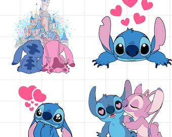 Stitch and Angel  Png  Bundle, Stitch Tshirt Mug Cup, Stitch Png, Stitch Love Png, Angel, Stitch With Angel Png , Stitch Couple Png