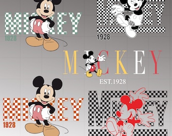 Retro Checkered Mickey and Friends Png, Cutting machines Png, Print, Sublimation