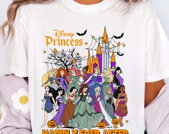 Retro Princess Happily Ever After Png, Halloween Princesses Png, Retro Colorful Castle Png, Disney Castle Png, Sublimation Design Png