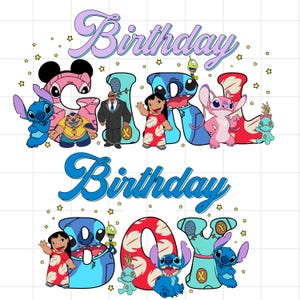Personalized Custom Stitch Birthday Girl Bundle Design PNG, Birthday Stitch Png, Lilo And Stitch Birthday Matching tee, PNG Instant Download