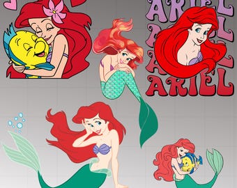 Little Mermaid PNG, Ariel PNG Clipart Bundle, Little Mermaid Png, Princess PNG, Little Mermaid birthday, Little Mermaid Sublimation
