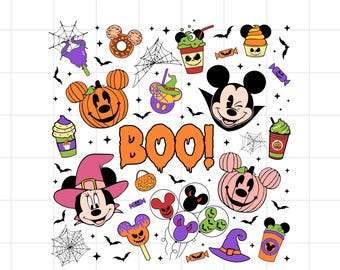 Mickey Boo Halloween PNG, Halloween Png, Vibras espeluznantes Png, Truco o trato Png, Diseño de otoño Png, Camiseta de Halloween Png