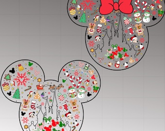 Paquete de siluetas de cabeza de Mickey y Minnie PNG, Castillo mágico PNG, Navidad de Disney PNG