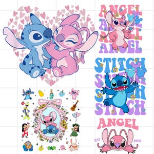 Stitch and Angel Png Bundle, Stitch png, Stitch Couple png, Png, Stitch Love Png, Angel, Stitch With Angel Png, Angel Png, Sublimation png
