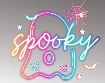 Schattig neon spookachtig spook PNG, iriserend spook Halloween Boo PNG, retro gloed Halloween-ontwerp, girly spookshirt sublimatie, Instant Download