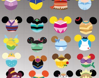 Princess Mouse Ear PNG SVG Bundle: Cartoon Clipart, T-shirt Design, Cricut Cut File