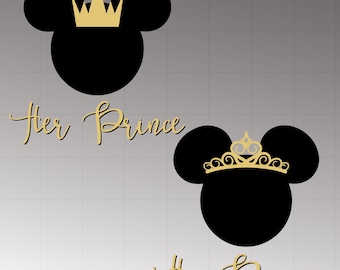 Mickey  Head Her Prince and His Princess PNG, Mouse Head Png, Birthday Family Png, Dad Png, Mom Png, Digital Download