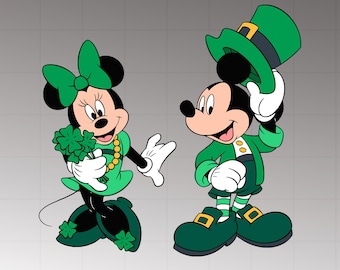 Minnie and Mickey St Patrick's Day PNG Clipart, Disney St Patrick's Day Png, Matching Couple Png