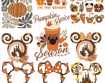 Herbst Design Bundle Png, Tis The Season, Thanksgiving Png, Kürbisgewürz Png, Maus Kürbis Png, Hallo Herbst Png, Disney Herbst Png