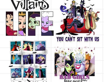 Paquete de imágenes prediseñadas de villanos, paquete de imágenes prediseñadas de villanos, decoración imprimible de villanos, Reina Malvada Maléfica PNG, descarga digital de villanos