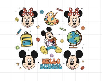 Back To School Mickey and Minnie Png ,First Day Of School Png, Back To School Shirt for Girls and Boys, Trendy Cute School Vibes Png