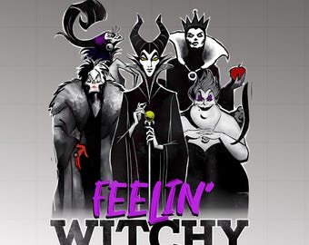 Bad Witches Club Png , Villains Character Png, Retro Halloween Witch Png, Halloween Villains Wicked Png, Villains Friends, Instant Download