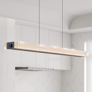 Handcrafted Modern LED Linear Pendant Light – Adjustable Aluminum Chandelier for Dining Room and Kitchen