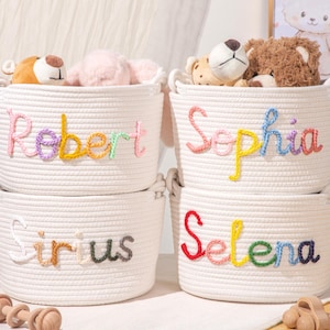 Baby-Dusche-Geschenke Korb, personalisierter Baby-Korb, Seil-Baumwollgarn-Geschenk, Neugeborenen Geschenk, Spielzeug-Aufbewahrung, Wäschekorb, Geschenk für die neue Mutter