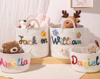 Custom Baby Shower Gifts Basket, Personalized Baby Gift Storage, Rope Cotton Yarn Basket, Newborn Gift, Toy Storage, laundry basket,For baby