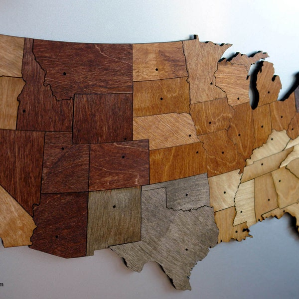 USA Map Puzzle - Stained Plywood