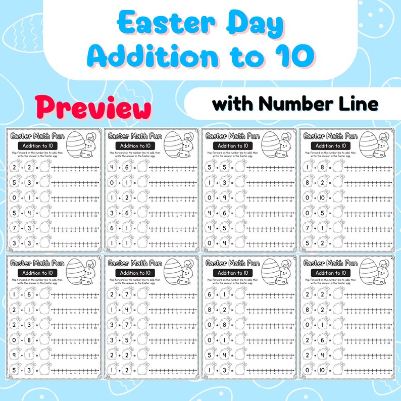 Easter Addtion Worksheet.pdf Easter Addition Worksheets Within 10 | Number Line Math Printable ...