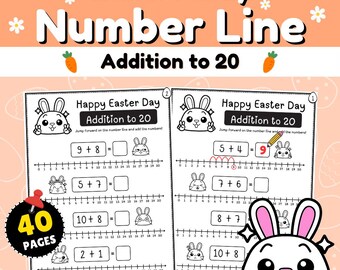 Easter Day Number Line Addition to 20 Worksheets Printable for ...