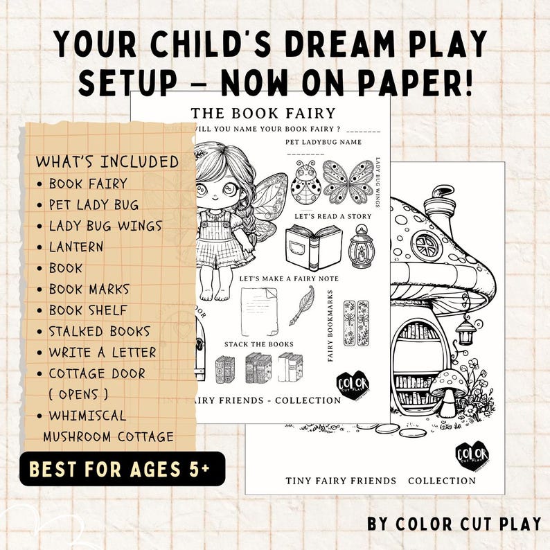 Book Fairy Printable Paper Doll for Kids | Color, Cut & Play Craft ...