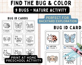 Käfer ID Karten zum ausdrucken – Naturaktivität für Kinder | Sommer-Schnitt und Farbe Vorschulhandwerk | Backyard Bug Hunt Spiel zum Ausdrucken