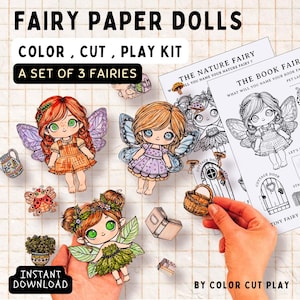 Printable Paper Doll Kids Activities – Fairy Paper Doll Kit for Kids | Screen-Free Craft | DIY Paper Doll Activity | Instant Download