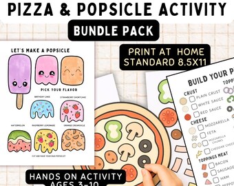 Build a Pizza & Popsicle Printable – Cut and Paste Food Craft for Kids | Hands-On Activity | Print at Home PDF