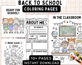 Busy Binder Preschool Printables – Back to School Coloring Kit | First Week Activity Pages | Instant Download PDF