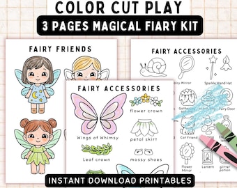 Magical Fairy Friends Printable Kit – 3 Pages of Cut, Color & Play Fun