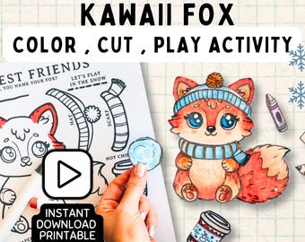 Dress Up Your Fox – Kawaii Fox Coloring Page | Printable Paper Doll Craft for Kids | Cut, Color & Play