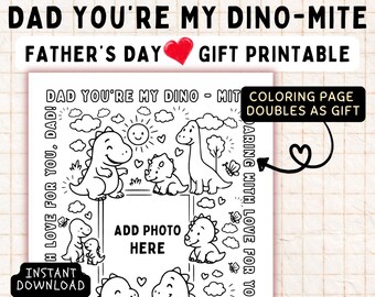 Father's Day Dino Craft | Printable Gift for Kids | Color, Cut, and Play | Personalized for Dad