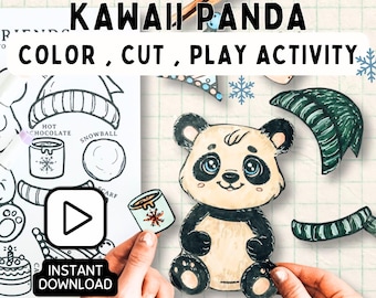 DRESS UP Your Panda – Kawaii Panda Coloring Page | Printable Paper Doll Craft for Kids | Cut, Color & Play