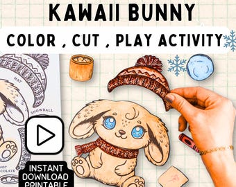 Dress Up Your Bunny - Kawaii Paper Doll Malseite | Printable Cut & Play Osterhandwerk für Kinder