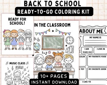 Back to School Preschool Coloring Pages – 10 Page Printable Kit | First Week of School | Instant Download