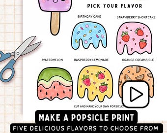 Build a Popsicle Printable – Cut and Paste Summer Craft for Kids | Pretend Play + Coloring Activity | Montessori Toddler PDF